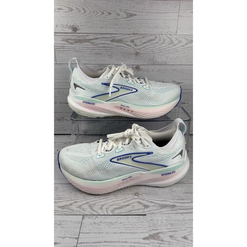 Brooks Glycerin GTS 22 Womens Size 8.5 D Wide Blue Pink Running Shoes #260